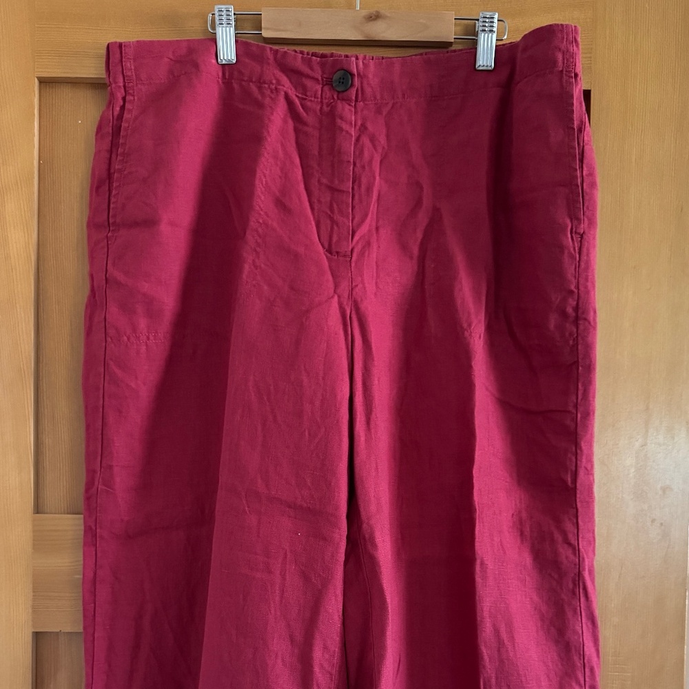 J. Jill Deep Red Wide Leg Linen Pants